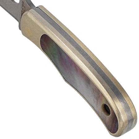 Spyderco Bug Knife Nickel Silver/Abalone, Satin 12C27 (C133AP)