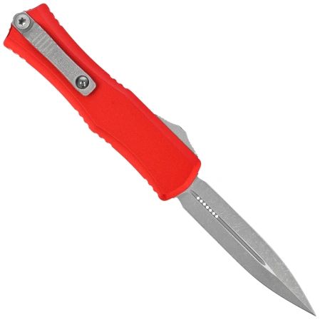 Microtech Hera II Mini D/E OTF Knife Red Aluminum, Apocalyptic M390MK by Tony Marfione (1702M-10APRD)