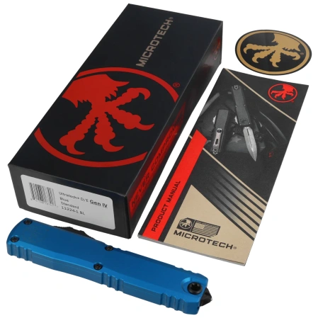 Nóż automatyczny OTF Microtech Ultratech Gen IV D/E Blue Aluminium, Black M390MK by Tony Marfione (11224-1BL)