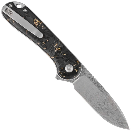 Civivi Button Lock Elementum II Knife Shredded Carbon Fiber/Golden Shred, Damascus (C18062P-10)