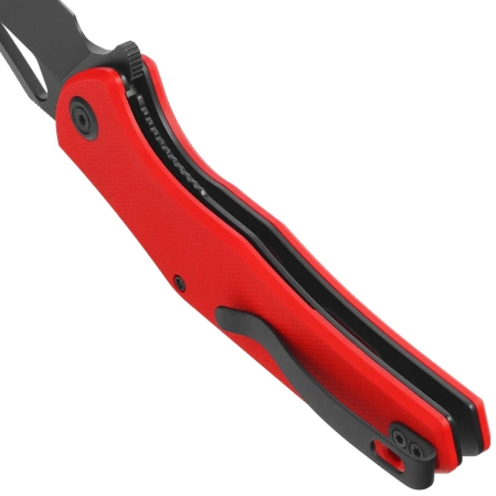 Kubey Phemius KU149F Knife Red G10, Black Stonewashed 14C28N