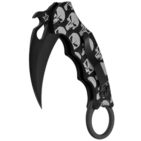 Nóż składany Fox The Skull Karambit Black Aluminium, Black N690Co (FX-599 ALB-5)