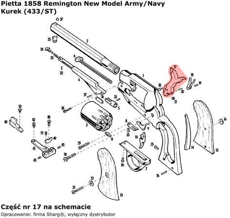 Kurek do rewolweru Pietta Remington 1858 New Model Army/Navy (433/ST)