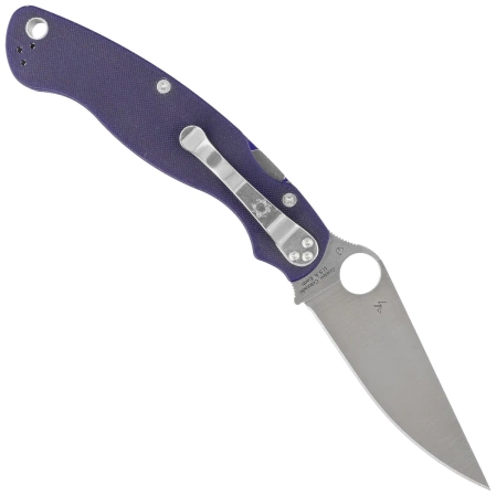 Spyderco Military 2 Dark Blue G10, Satin CPM S110V Plain by Sal, Eric Glesser Knife (C36GPDBL2)