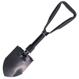 Folding Shovel with Saw Third Decor Habitat M9807 Black Aluminum, Black 420 (M9807)