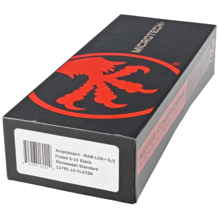 Microtech Amphibian Ram-Lok S/E Knife Black Fluted G10, Stonewashed M390MK by Tony Marfione (137RL-10FLGTBK)