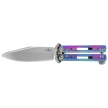 Third Decor Habitat Balisong Rainbow Titanium Stainless Steel, Satin 420 Butterfly Knife (K2920W)