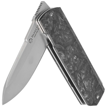 Maserin 410 Silver Black FatCarbon, Satin Elmax by Bruno Bruna Knife (410/N)