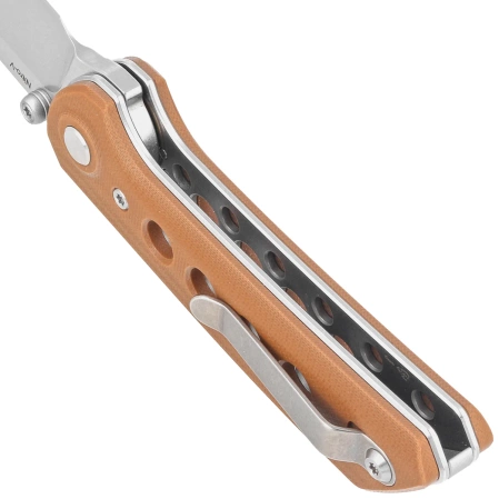 Nóż składany Reate PL-XT Tan G10, Stonewashed Nitro-V