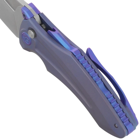 Kubey Sumo Knife Blue Titanium, Stonewashed CPM 20CV by Jake Hoback (KB400C)