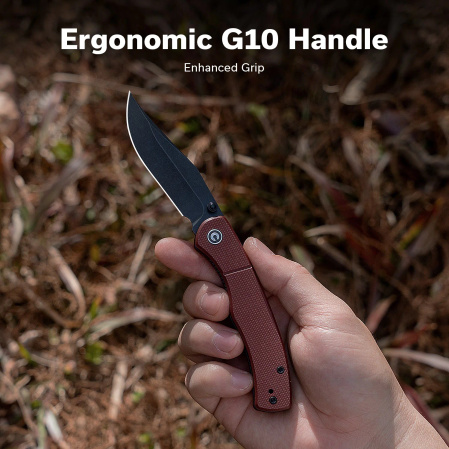 Civivi Clingman Knife Burgundy G10, Black Stonewashed Nitro-V by Taylor Martin Best Damn EDC (C23065-2)