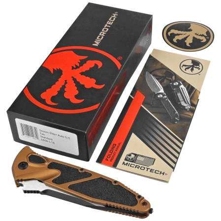 Microtech Socom Elite Auto S/E Automatic Knife Tan Aluminum, Black M390 by Tony Marfione (160A-1TA)