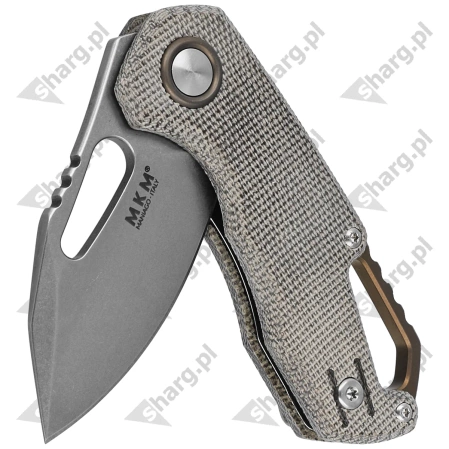 MKM Isonzo Clip Point Knife Green Canvas Micarta, Stonewashed M390 by Jesper Voxnæs (MK FX03M-3GC)