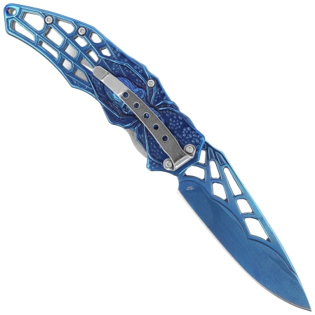 Herbertz CJH Knife 3D Spider Blue Titanium Steel, Blue Titanium 420 (44097)