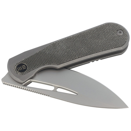 Nóż składany WE Knife Baloo Grey Titanium / Dark Green Micarta, Silver Bead Blasted CPM 20CV by Ostap Hel (WE21033-4)