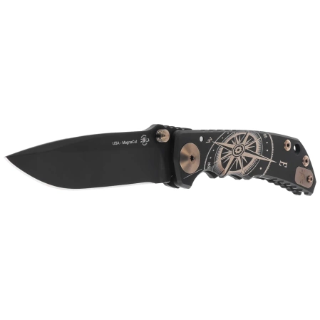 Spartan Blades Harsey Folder Golden Compass Black Titanium, Bronze HW, Black PVD MagnaCut by William W. Harsey (SF5GOLDENCOMPASS)