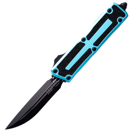 Microtech Scarab II Gen III D/E-S OTF Knife Turquoise Aluminum, Black M390MK by Tony Marfione (1180-1TQ)