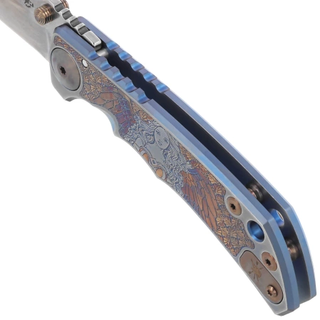 Spartan Blades Harsey Folder Angel Blue Titanium, Bronze HW, Satin MagnaCut by William W. Harsey (SF5ANGL)