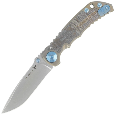 Spartan Blades Harsey Folder King Tut Bronze Titanium, Blue HW, Stonewashed MagnaCut by William W. Harsey (SF5KTUT)