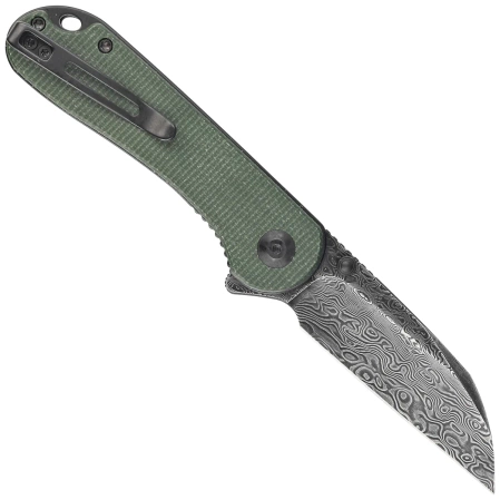 Nóż składany Civivi Elementum Wharncliffe Green Canvas Micarta, Black Hand Rubbed Damascus (C18062AF-DS1)