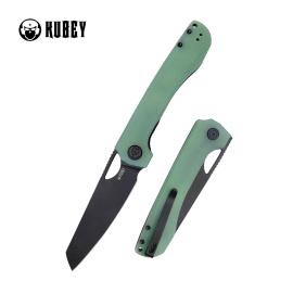 Kubey Elang Knife Jade G10, Blackwashed AUS-10 by Sebastian Irawan (KU365D)