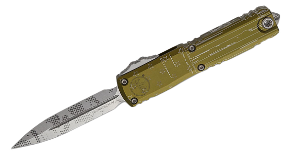 Nóż automatyczny OTF Microtech Ultratech Gen IV D/E Hero OD Green Aluminium, Stonewashed Pixel M390MK by Tony Marfione (11224-10ODHR)