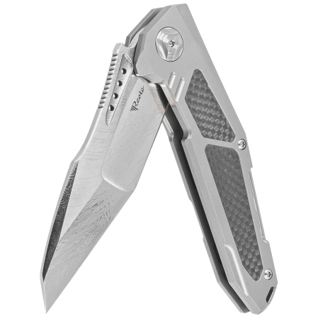 Nóż składany Reate K-3 Tanto Grey Titanium/Carbon Fiber, Damasteel Damascus