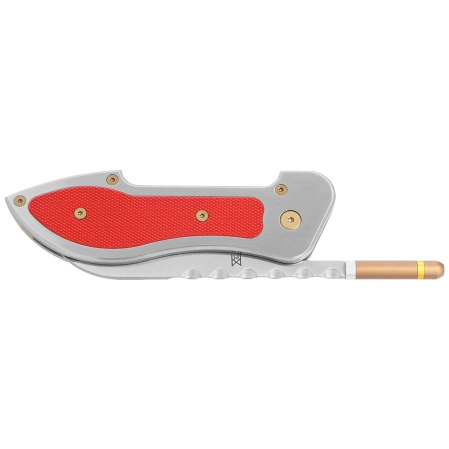 Midgards Messer Doublecut Gray Aluminum/Red G10, Satin 14C28N by Ralf Buchinger cigar cutter / friction folder (MM015)