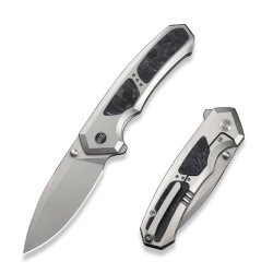 WeKnife Corwyn Gray Titanium/Black-Pink Carbon Fiber, Stonewashed M390 (WE24088-2)