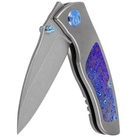 Kubey KB Knives Vertigo Gray Titanium/Timascus, Stonewashed CPM S35VN by Peter Carey (KB258D)
