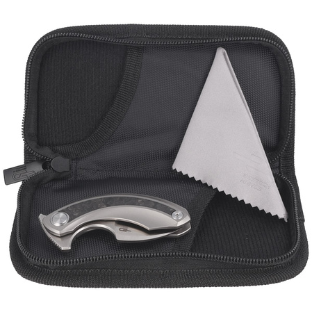 Bestech Strelit Grey Titanium/ Marbled Carbon Fiber, Satin/Stonewashed M390 by Ostap Hel Knife (BT2103M)