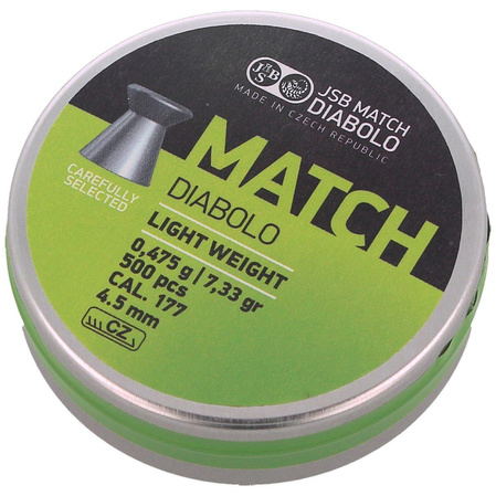 JSB Match Diabolo Light Weight Pistol Pellets 4.52 mm, 0.475 g, 500 pcs (000010-500)
