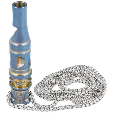 Bestech Blue/Gold Titanium Whistle with Chain (BM02A)