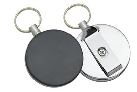 Barbaric Retractor with Clip Black ABS / Mirror Steel, 100cm (16247)