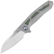 Nóż składany Remette RT-Kestrel Gray Titanium/Green Carbon Fiber, Manual Fine Grinding Satin CPMS35VN (RTPO-A)