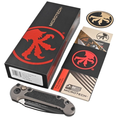 Nóż automatyczny Microtech LUDT Gen III S/E Natural Clear Aluminium, Black M390MK by Tony Marfione (1135-1NC)