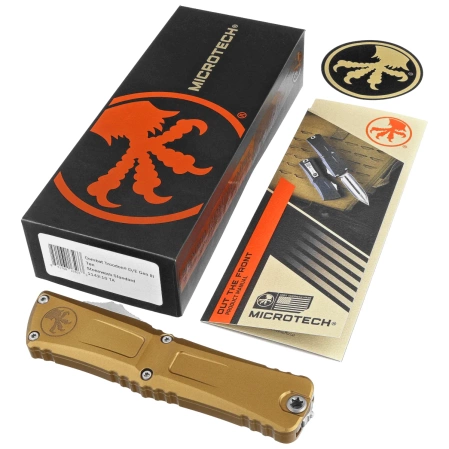 Nóż automatyczny OTF Microtech Combat Troodon Gen III D/E Tan Aluminium, Stonewashed M390MK by Tony Marfione (1142-10TA)