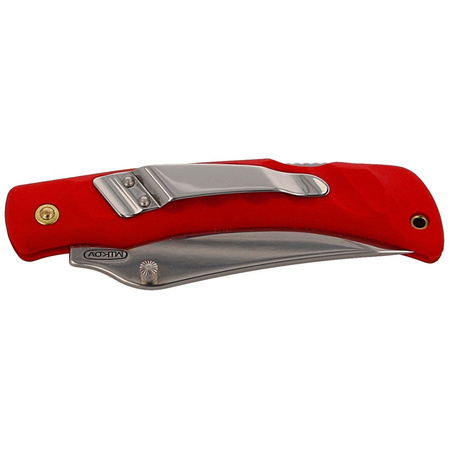 Mikov Crocodile Red ABS Folding Knife, Mirror Finish with Clip (243-NH-1/C CLIP/RED)