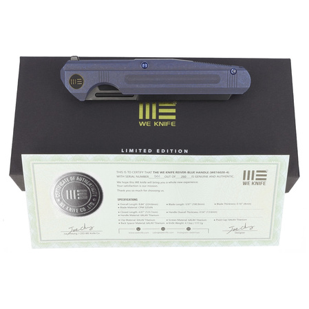 WE Knife Reiver LE No 044/260 Blue Titanium, Black Stonewashed CPM S35VN (WE16020-4)