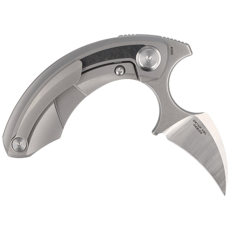 Bestech Strelit Grey Titanium/ Marbled Carbon Fiber, Satin/Stonewashed M390 by Ostap Hel Knife (BT2103M)