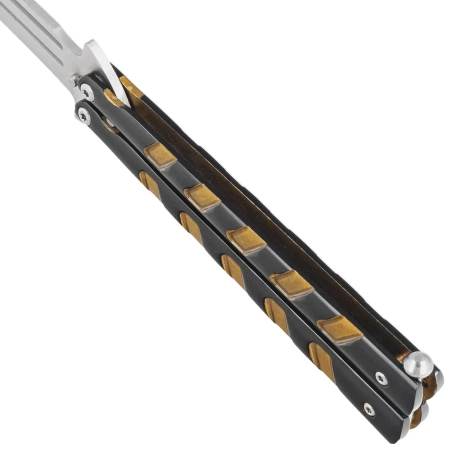 Third Decor Habitat Balisong Black/Bronze Stainless Steel, Satin 420 Butterfly Knife (16100Y)