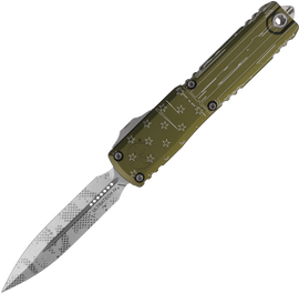 Nóż automatyczny OTF Microtech Ultratech Gen IV D/E Hero OD Green Aluminium, Stonewashed Pixel M390MK by Tony Marfione (11224-10ODHR)