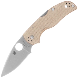 Spyderco Native 5 Knife Brown Canvas Micarta, Satin CPM Cru-Wear by Sal Glesser (C41MPCW5)