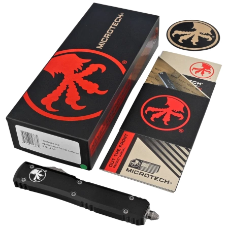 Nóż automatyczny OTF Microtech Ultratech D/E Black Aluminium, Apocalyptic M390 by Tony Marfione (122-11AP)