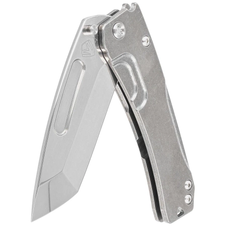 Medford Slim Midi Marauder Tanto Tumbled Titanium, Std HW, Brsh/Flm Tsunami Clip, Tumbled S45VN by Greg Medford (MK2014TT-01TM-TSCF-Q4)