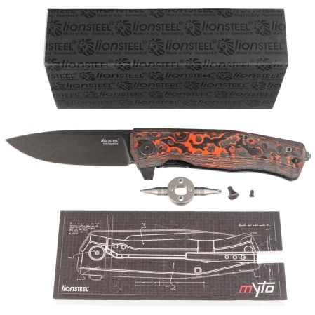 LionSteel Myto Knife Mars Valley Fat Carbon, Old Black MagnaCut by Molletta (MT01 MC MV)