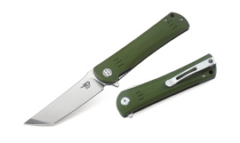 Nóż składany Bestech Kendo Army Green G10, Stonewashed / Satin D2 (BG06B-1)