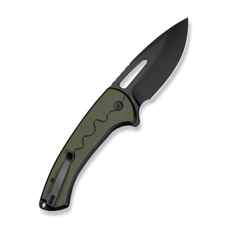 Sencut Squiggy Knife Black / Green G10, Black 9Cr18MoV (S24082A-2)