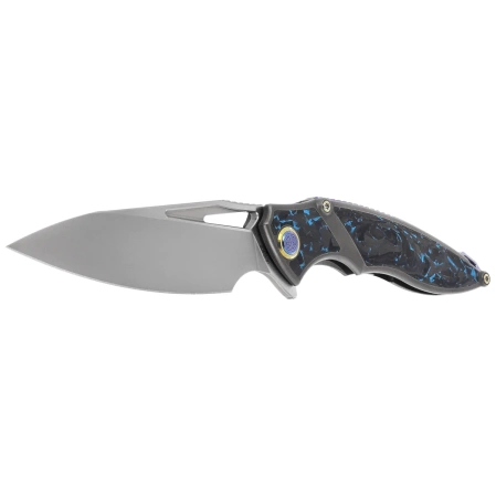 Rike Knife RK 1902 B/CF Titanium/Blue Carbon Fiber, Bead Blasted M390