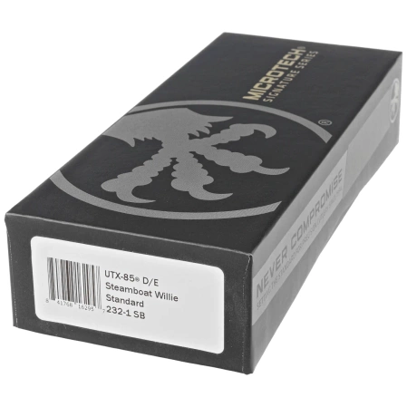 Nóż automatyczny OTF Microtech UTX-85 D/E Steamboat Willie Signature Black Aluminium, Antique White M390 (232-1SB)